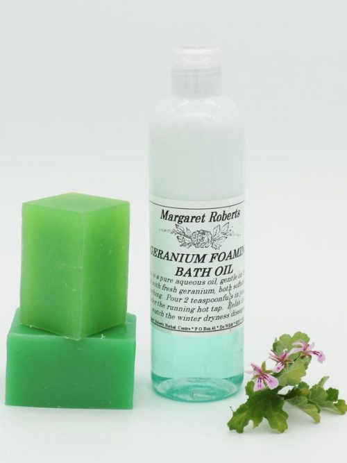 Margaret Roberts Herbal Centre - Rose Scented Geranium Foaming Bath Oil and Soap